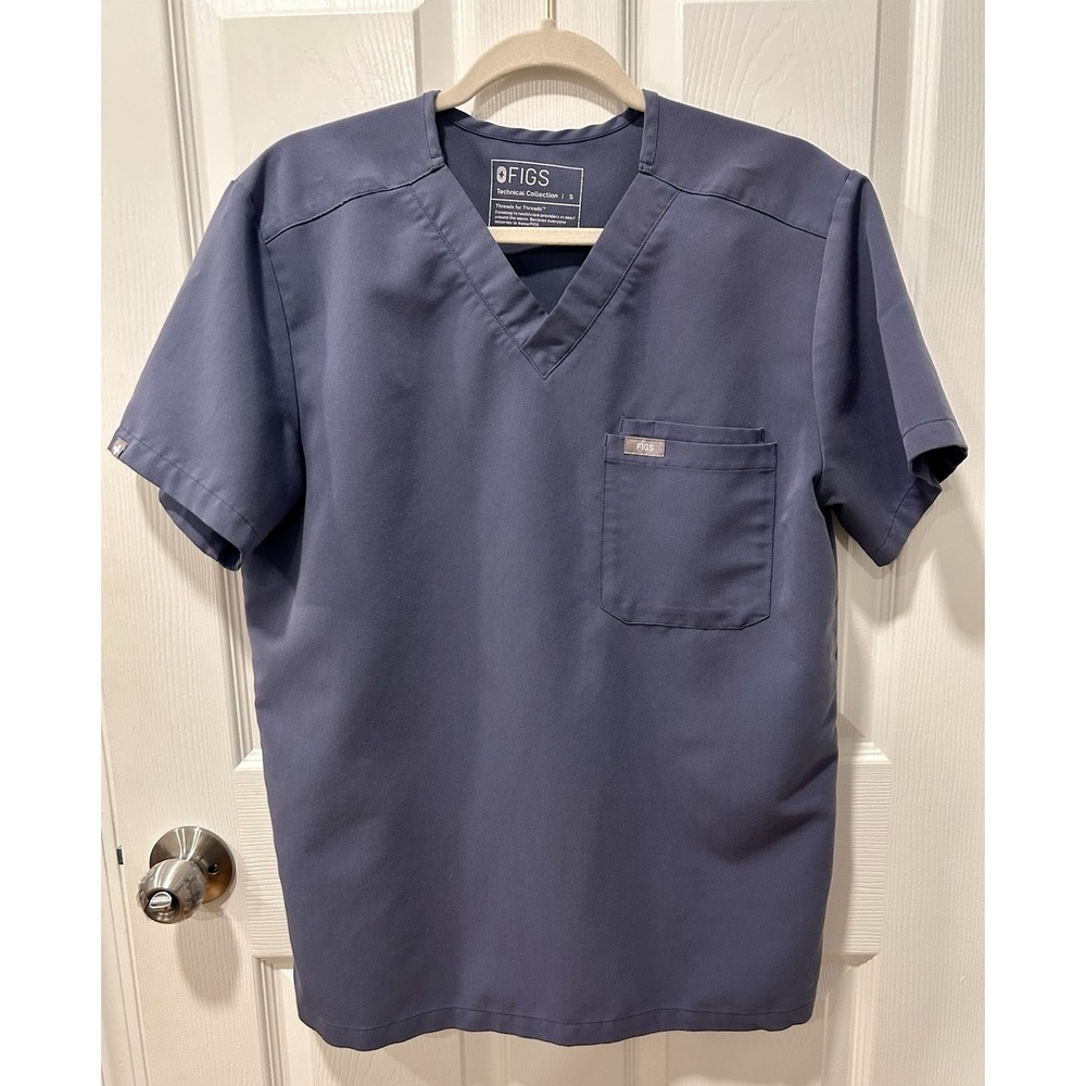 FIGS Mens Leon V-Neck Scrub Top Ceil Blue Technical Collection Size Small